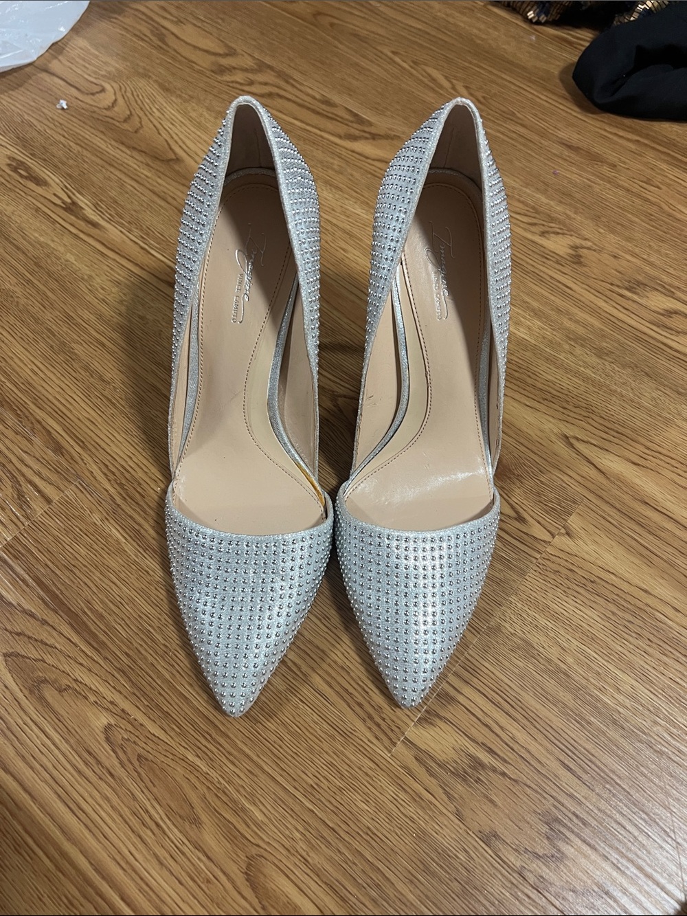 Vince Camuto Crystal-Studded Pointed Toe Pumps - Silver